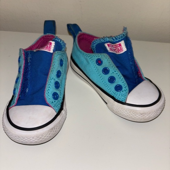 Converse Kids )Toddler)Two-Tone Blue Slip-On Sneakers - Picture 1 of 7